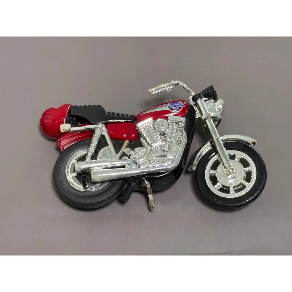 Vintage 1981 Matchbox Kidco Diecast Pull-String Red Harley Davidson Motorcycle